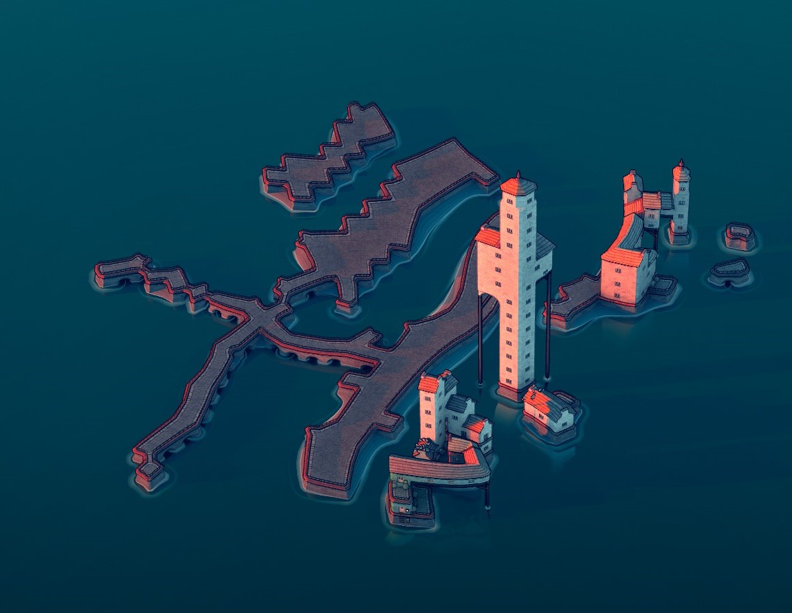 Bird's eye view of Townscaper A bird's-eye view of my poorly made island.