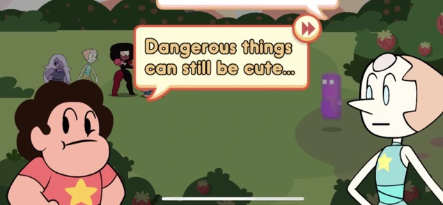 The best art reflects life. Image of Steven telling Pearl, "Dangerous things can still be cute..."