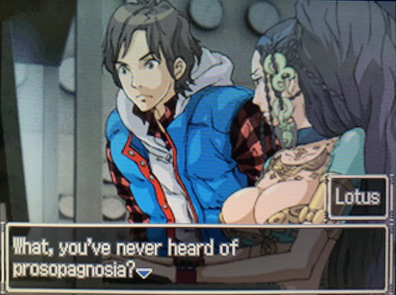 Why don’t the male characters dress like that? A mystery I never solved. Man and woman looking at computer screen. Woman asks “What, you’ve never heard of prosopagnosia?”