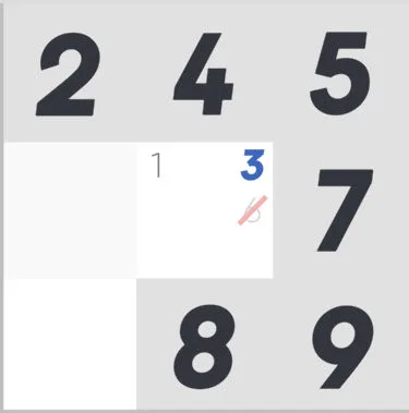 Good Sudoku Notation A good sudoku house with regular, bold, and crossed out notations.