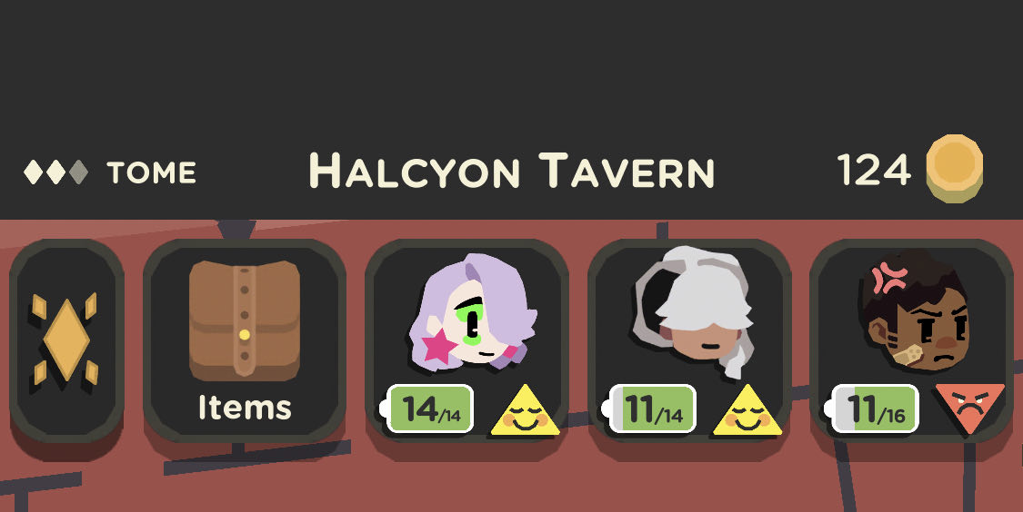 The player screen with emotions and battery listed.