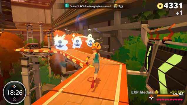 Image of the player character running toward monsters.